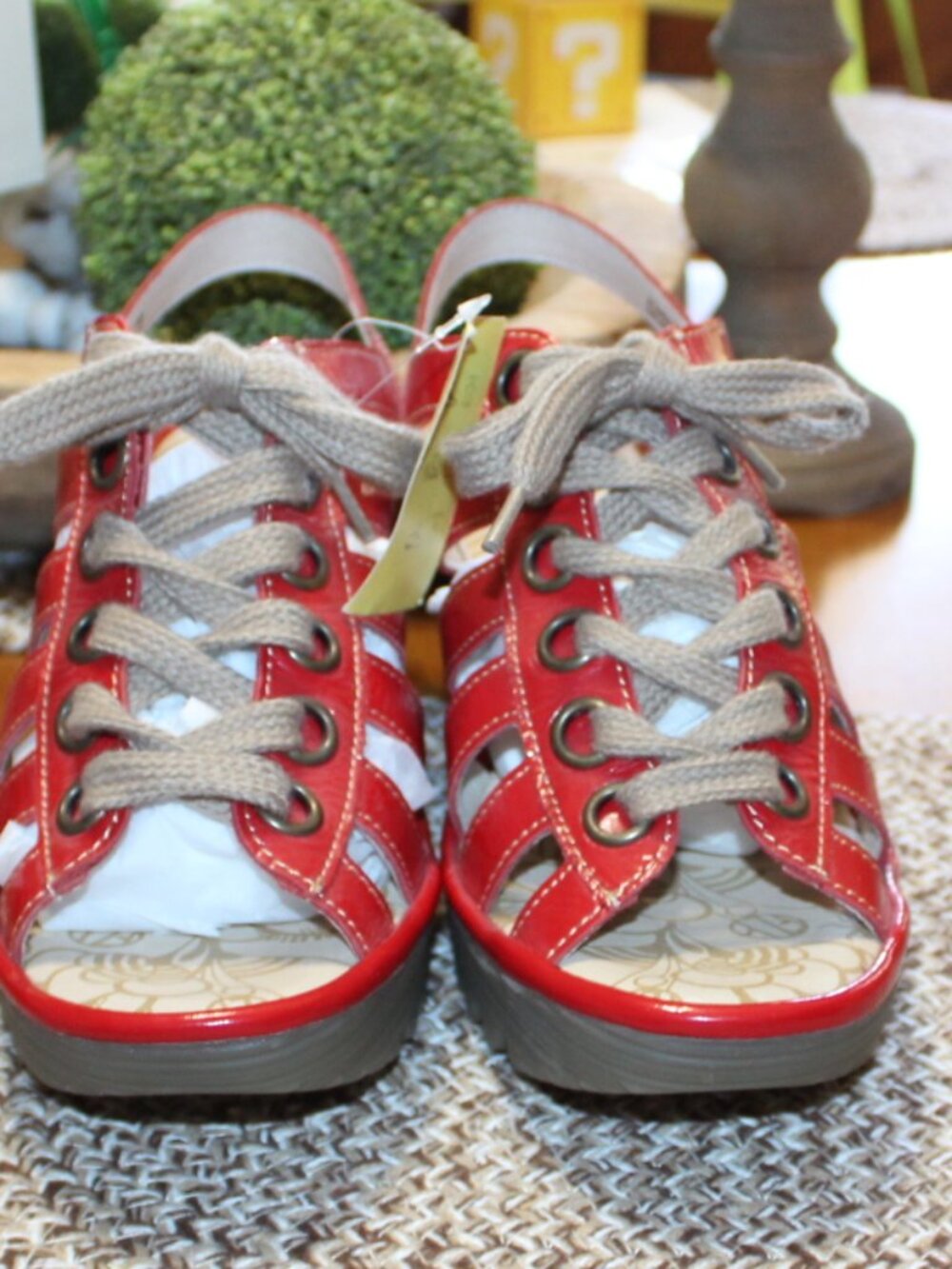 NWT Fly London YITO red leather lace from wedges size 40 (women's 9.5 to 10) - Picture 9 of 14